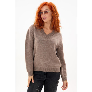 Джемпер женский "Моника К" вязаное полотно (р-ры: 44-62) темно-коричневый Джемпер женский "Моника К" вязаное полотно (р-ры: 44-62) темно-коричневый