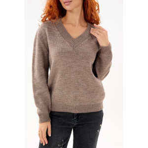 Джемпер женский "Моника К" вязаное полотно (р-ры: 44-62) темно-коричневый Джемпер женский "Моника К" вязаное полотно (р-ры: 44-62) темно-коричневый
