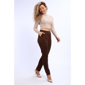 Брюки женские №32825 эко-замша (р-ры: 48-62) кофейный