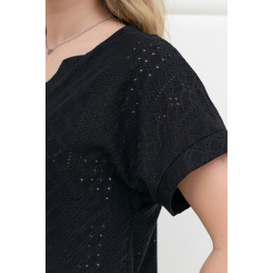 Блузка женская "Дис" фактурный трикотаж (р-ры: 44-54) черный