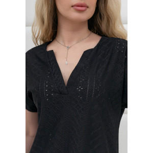 Блузка женская "Дис" фактурный трикотаж (р-ры: 44-54) черный