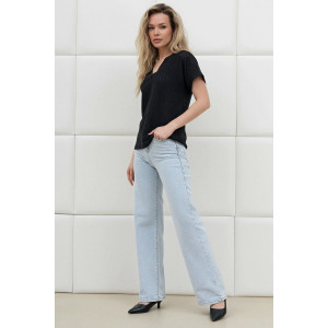 Блузка женская "Дис" фактурный трикотаж (р-ры: 44-54) черный