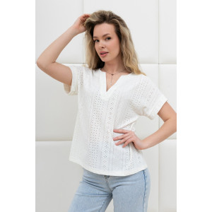 Блузка женская "Дис" фактурный трикотаж (р-ры: 44-54) молочный