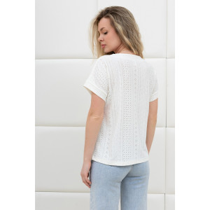 Блузка женская "Дис" фактурный трикотаж (р-ры: 44-54) молочный