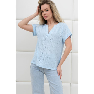 Блузка женская "Дис" фактурный трикотаж (р-ры: 44-54) голубой