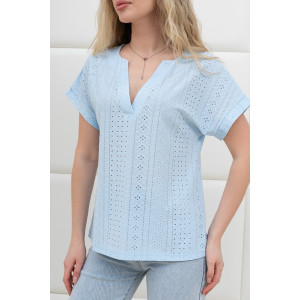 Блузка женская "Дис" фактурный трикотаж (р-ры: 44-54) голубой