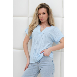 Блузка женская "Дис" фактурный трикотаж (р-ры: 44-54) голубой