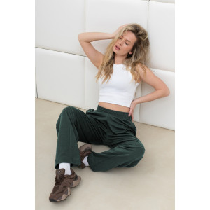 Брюки женские "Бейс" футер вискозный (р-ры: 46-56) зеленый