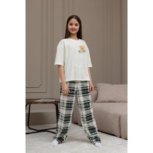 Костюм двойка детский "Мишель-1" кулирка (р-ры: 140-170) зеленый