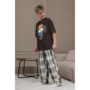 Костюм двойка детский "Мишель-3" кулирка (р-ры: 140-170) коричневый