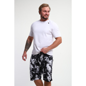 Шорты мужские ШМ-03 кулирка (р-ры: 46-56) черный-белый дым