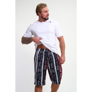 Шорты мужские ШМ-03 кулирка (р-ры: 46-56) синий-красный-белый полосы с буквами love