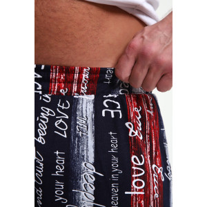 Шорты мужские ШМ-03 кулирка (р-ры: 46-56) синий-красный-белый полосы с буквами love