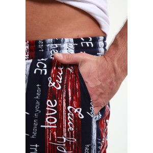 Шорты мужские ШМ-03 кулирка (р-ры: 46-56) синий-красный-белый полосы с буквами love