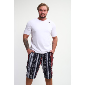 Шорты мужские ШМ-03 кулирка (р-ры: 46-56) синий-красный-белый полосы с буквами love