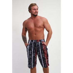 Шорты мужские ШМ-03 кулирка (р-ры: 46-56) синий-красный-белый полосы с буквами love