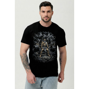 Футболка мужская №8596 кулирка (р-ры: 46-70) черная-Олимп