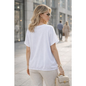 Футболка женская А1025 "Graphic Bloom" хлопок стрейч (р-ры: 46-56) белый