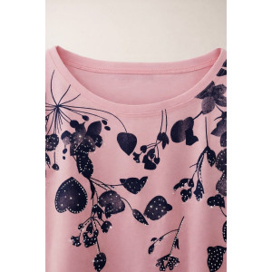 Футболка женская М-258 "Delicate Bloom" хлопок стрейч (р-ры: 48-56) розовый