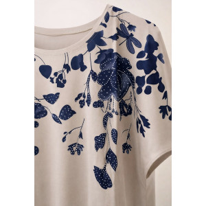 Футболка женская М-258 "Delicate Bloom" хлопок стрейч (р-ры: 48-56) капучино