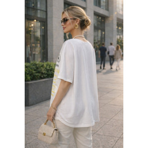 Футболка женская F9702 "Dream Sun" хлопок стрейч (р-ры: 56-66) белый