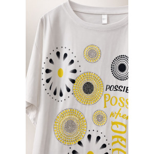 Футболка женская F9702 "Dream Sun" хлопок стрейч (р-ры: 56-66) белый