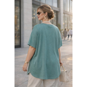 Футболка женская F9702 "Dream Sun" хлопок стрейч (р-ры: 56-66) бирюзовый