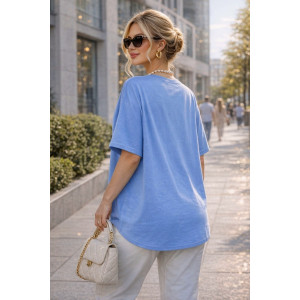 Футболка женская F9702 "Dream Sun" хлопок стрейч (р-ры: 56-66) голубой