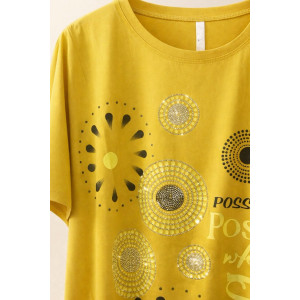 Футболка женская F9702 "Dream Sun" хлопок стрейч (р-ры: 56-66) горчичный
