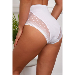 Трусы женские №64970 хлопок стрейч+кружево (р-ры: 48-52) белый
