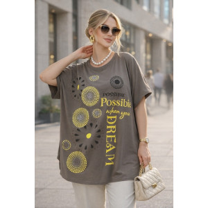 Футболка женская F9702 "Dream Sun" хлопок стрейч (р-ры: 56-66) серый