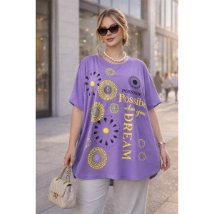 Футболка женская F9702 "Dream Sun" хлопок стрейч (р-ры: 56-66) сиреневый