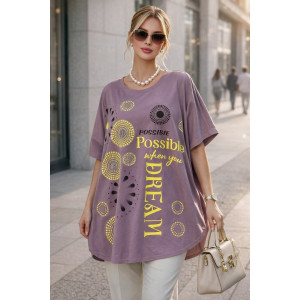 Футболка женская F9702 "Dream Sun" хлопок стрейч (р-ры: 56-66) сухая роза