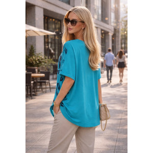 Футболка женская F8113 "Urban Elegance" хлопок стрейч (р-ры: 58-68) бирюзовый