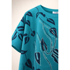 Футболка женская F8113 "Urban Elegance" хлопок стрейч (р-ры: 58-68) бирюзовый