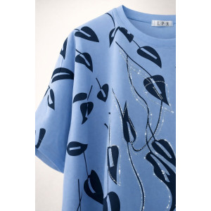 Футболка женская F8113 "Urban Elegance" хлопок стрейч (р-ры: 58-68) голубой