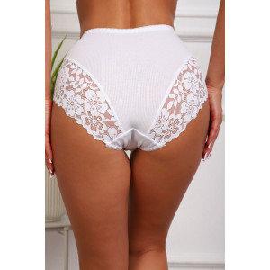 Трусы женские №64968 хлопок стрейч+кружево (р-ры: 46-50) белый