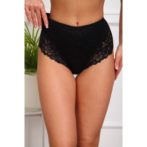 Трусы женские №64968 хлопок стрейч+кружево (р-ры: 46-50) черный