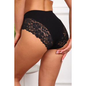 Трусы женские №64968 хлопок стрейч+кружево (р-ры: 46-50) черный