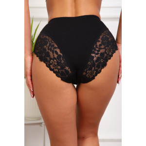 Трусы женские №64968 хлопок стрейч+кружево (р-ры: 46-50) черный