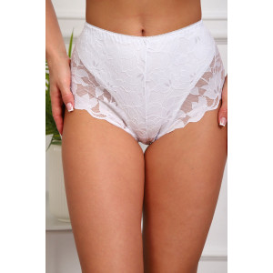 Трусы женские №64967 хлопок стрейч+кружево (р-ры: 46-50) белый