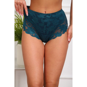 Трусы женские №64967 хлопок стрейч+кружево (р-ры: 46-50) изумруд