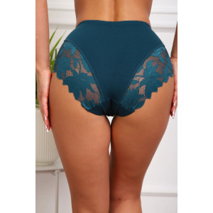 Трусы женские №64967 хлопок стрейч+кружево (р-ры: 46-50) изумруд