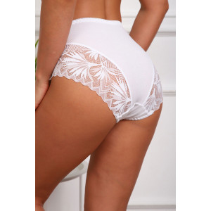 Трусы женские №64966 хлопок стрейч+кружево (р-ры: 48-52) белый