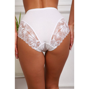 Трусы женские №64966 хлопок стрейч+кружево (р-ры: 48-52) белый