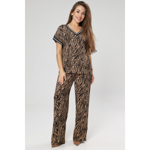 Костюм двойка женский М-1041 жатка (р-ры: 46-56) зебра беж