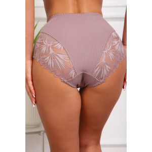 Трусы женские №64966 хлопок стрейч+кружево (р-ры: 48-52) кофе