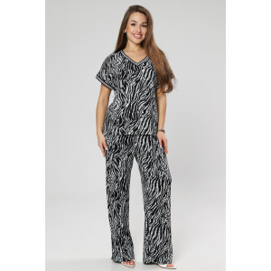 Костюм двойка женский М-1041 жатка (р-ры: 46-56) зебра черно-белая