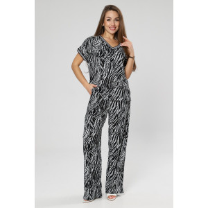 Костюм двойка женский М-1041 жатка (р-ры: 46-56) зебра черно-белая