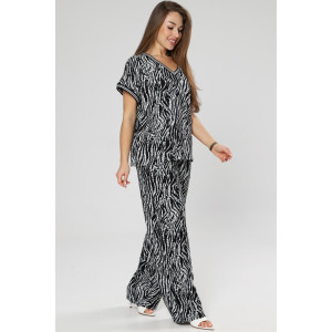 Костюм двойка женский М-1041 жатка (р-ры: 46-56) зебра черно-белая